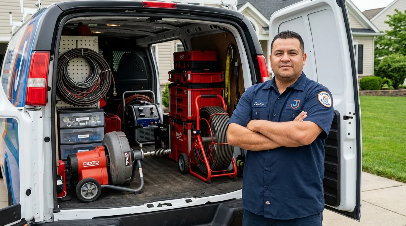 Professional drain cleaning equipment and Johns Plumbing LLC plumber in Severna Park
