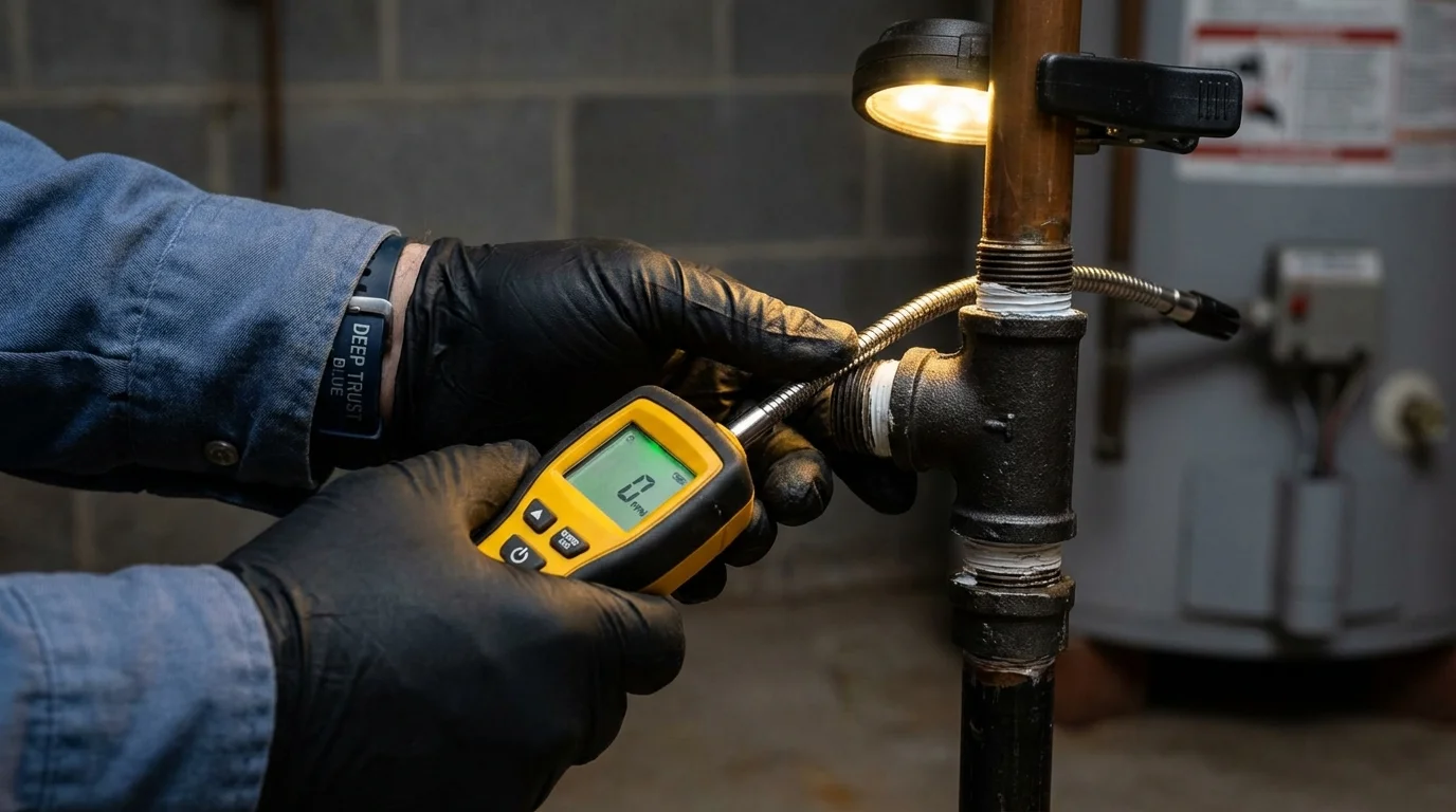 Gas leak detection with electronic sniffer by Johns Plumbing LLC in Severna Park