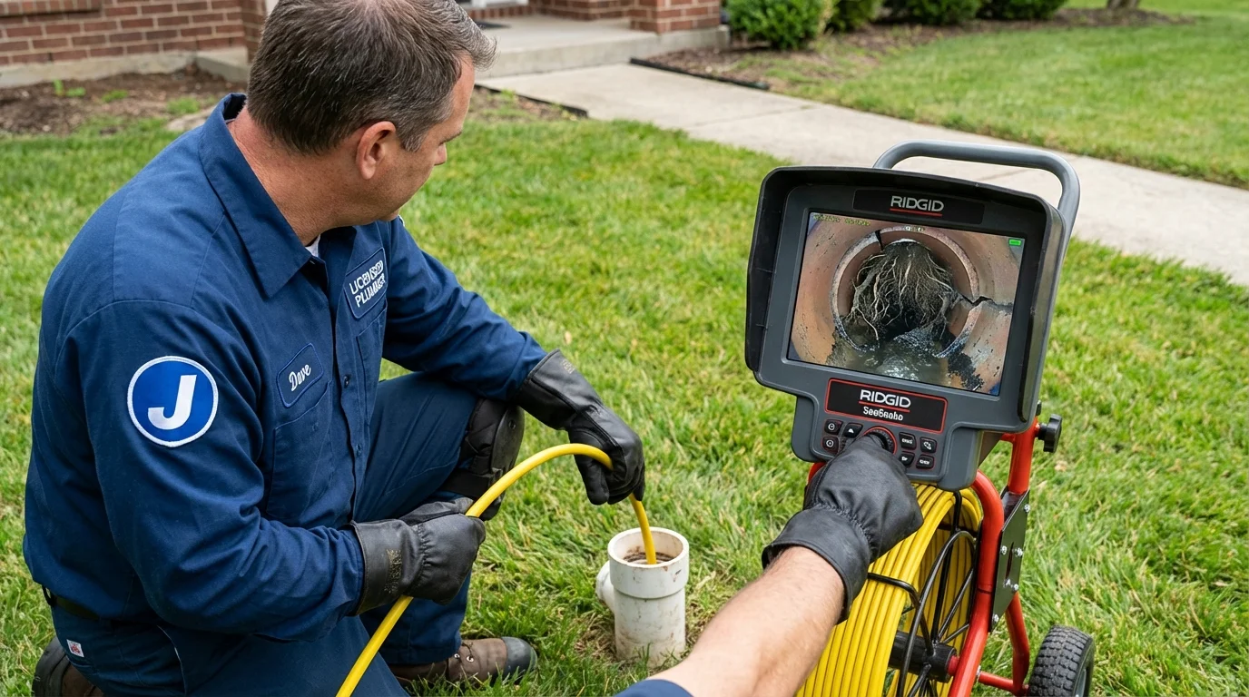 Sewer camera inspection being performed by Johns Plumbing LLC in Severna Park